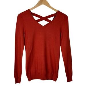 Love  Ellie Burnt Orange Open Back Criss Cross Detail Sweater NEW Size XS